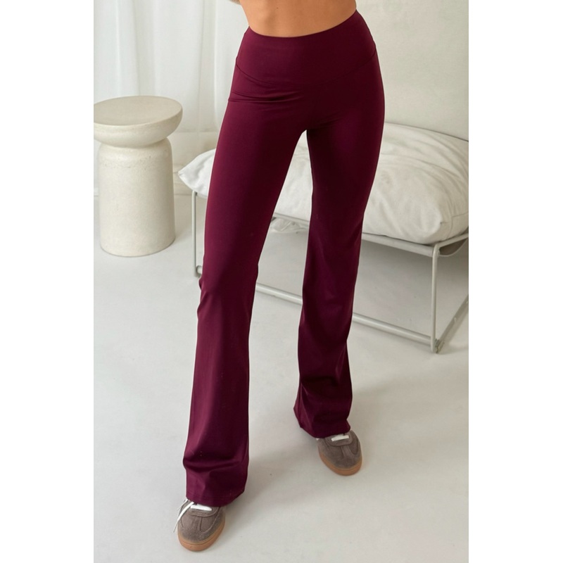 Sophie burgundy stretch flared leggings