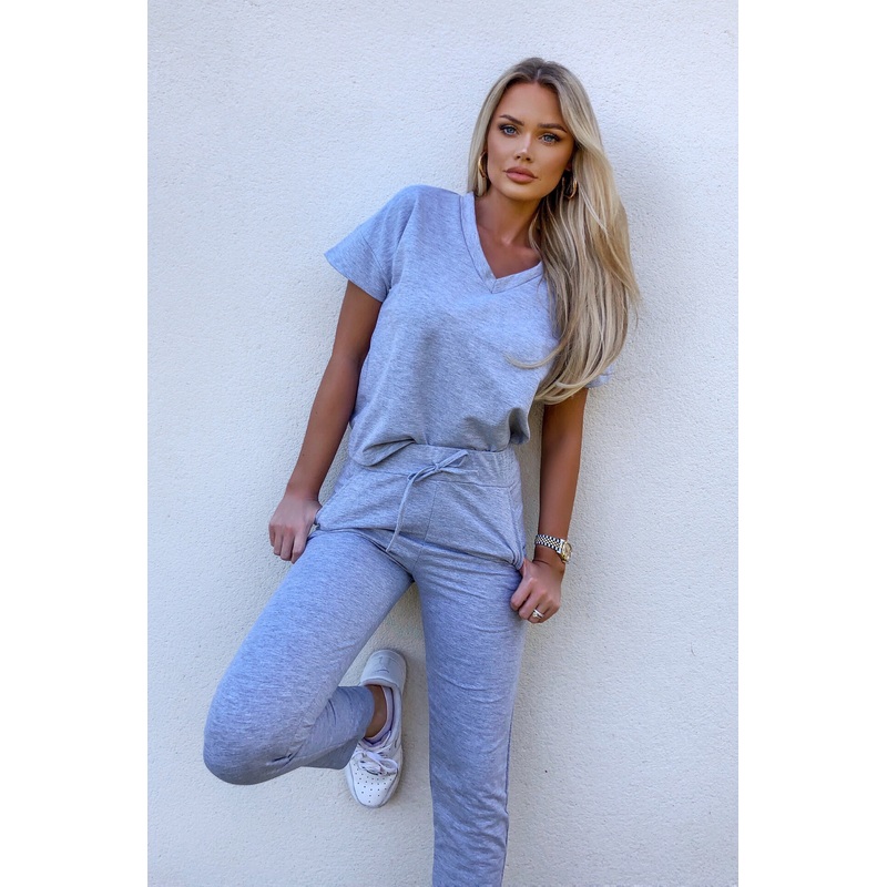 STELLA Grey V Neck Loungewear Set