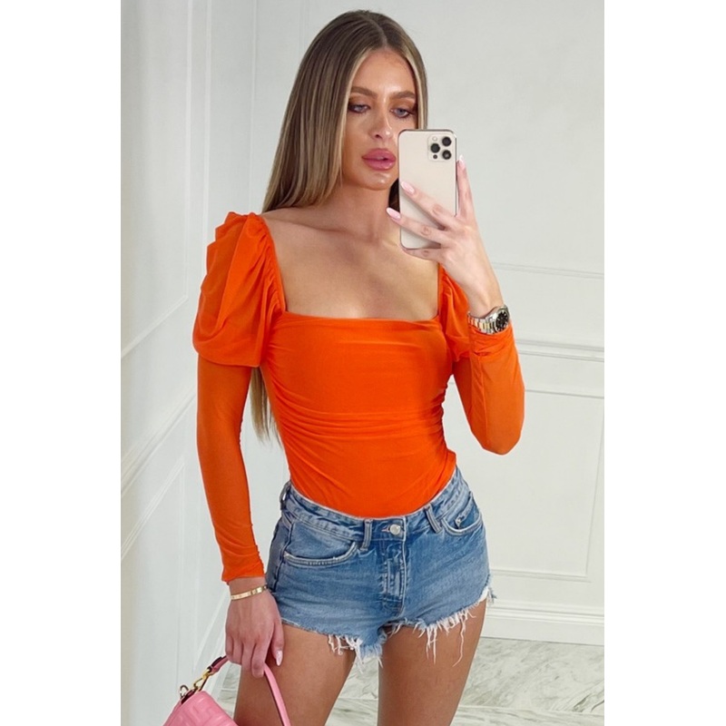 PERRY ORANGE MESH BODYSUIT
