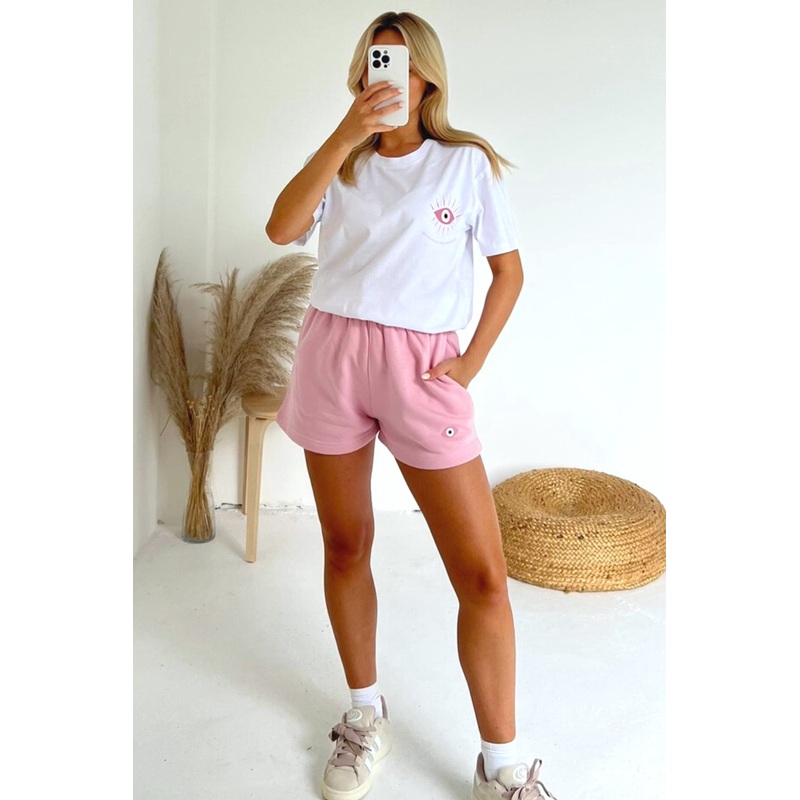 Blessed and protected baby pink printed premium short t-shirt coord