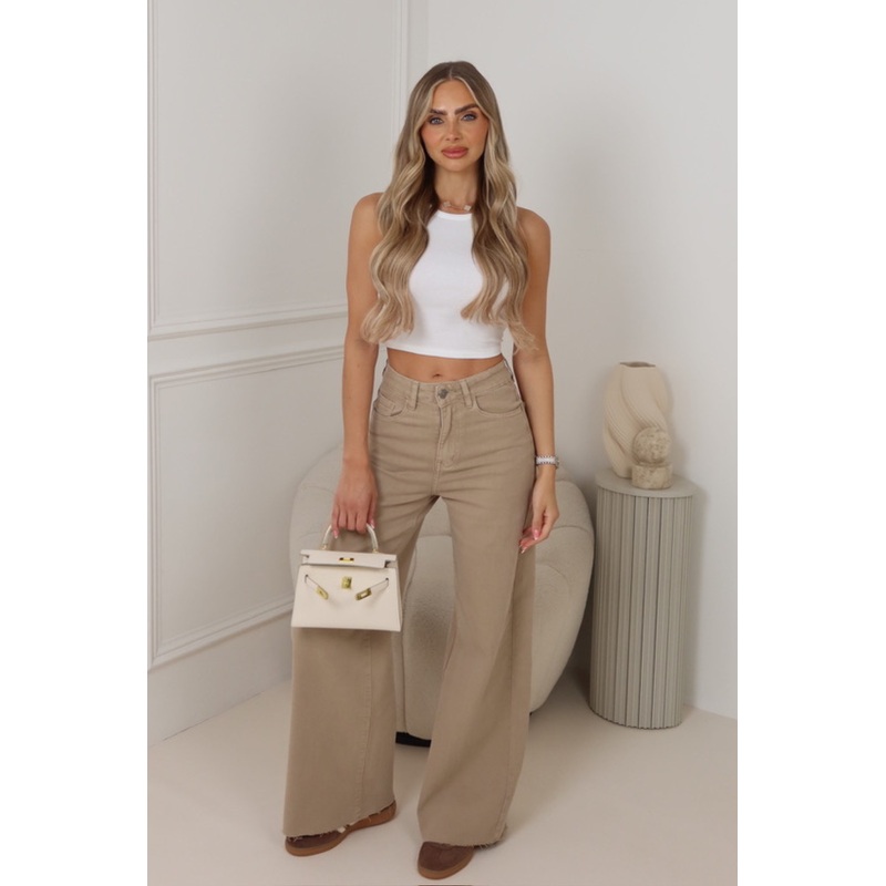 Jayla beige wide leg jeans