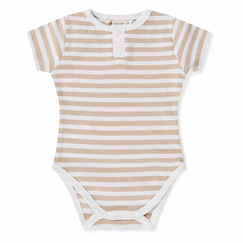 Snuggle Hunny - Organic Short Sleeve Bodysuit | Pebble Stripe