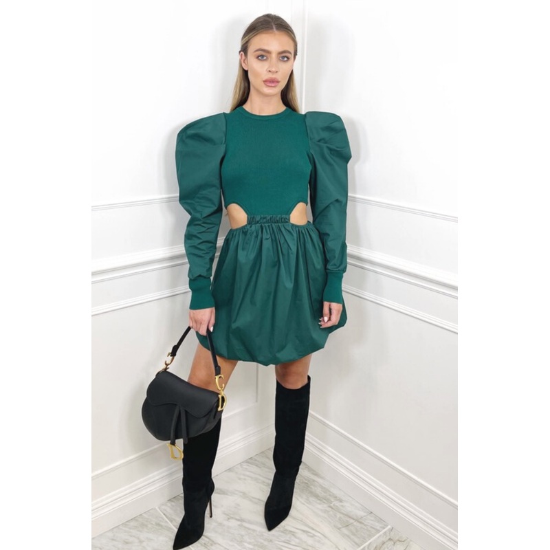 Tyler GREEN cut out knitted puff sleeve dress