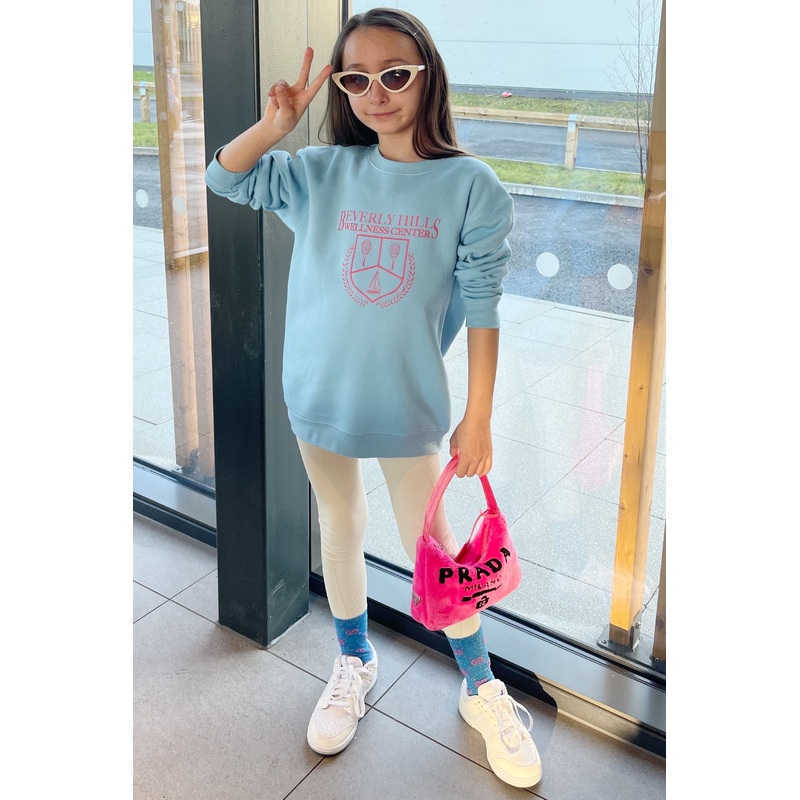 Mini Blue Beverly hills printed sweater