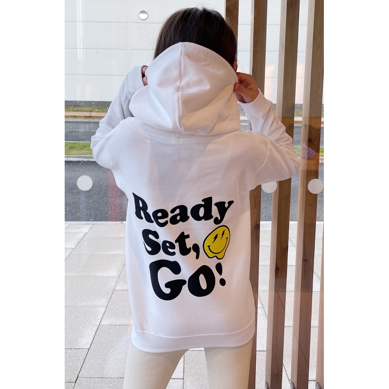 Mini ready set go printed hoodie
