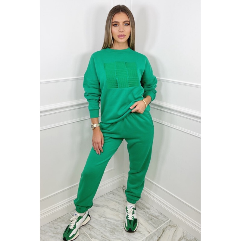 Tegan Bottle Green embroidered  loungewear set