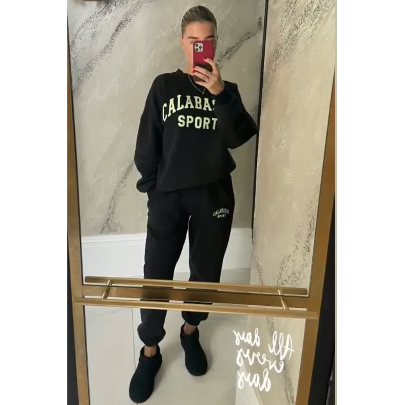 Calabasas sport black sweater loungewear set