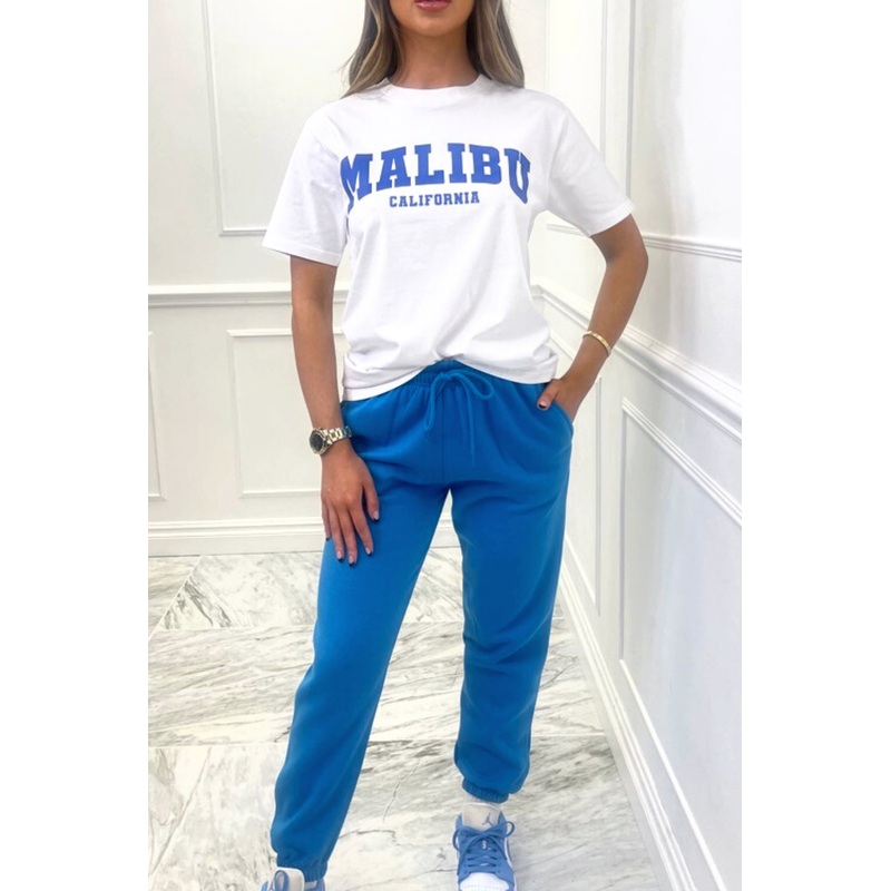 Malibu blue & white premium tee