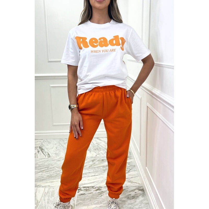 Ready orange & white premium tee