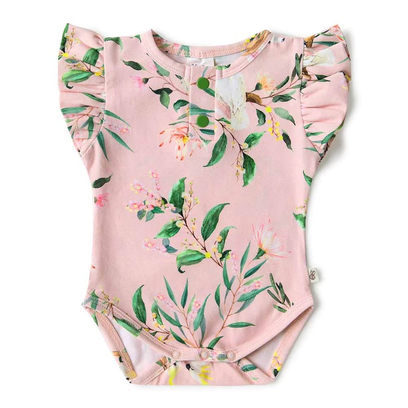Snuggle Hunny - Organic Short Sleeve Bodysuit With Frill | Cockatoo
