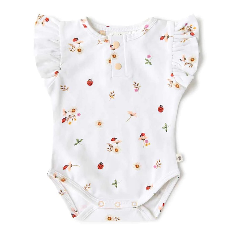 Snuggle Hunny - Organic Short Sleeve Bodysuit With Frill | Ladybug