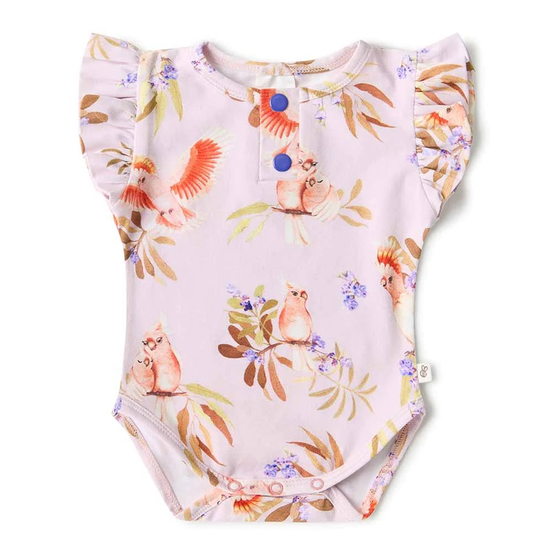 Snuggle Hunny - Organic Short Sleeve Bodysuit With Frill | Major Mitchell