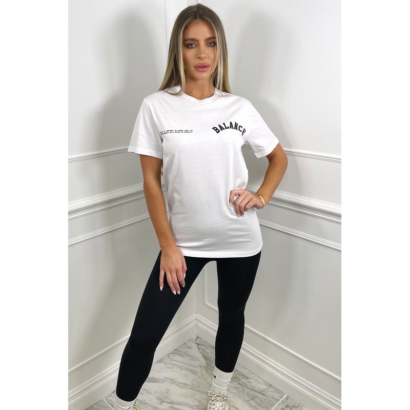 Balance printed white tee