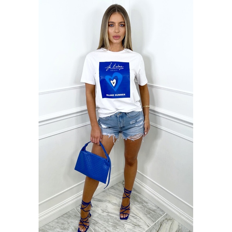 island summer printed white tee