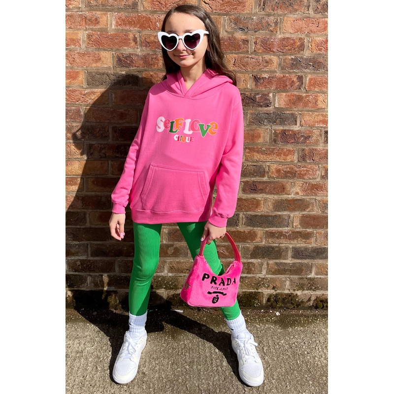 Mini self love clique pink printed hoodie