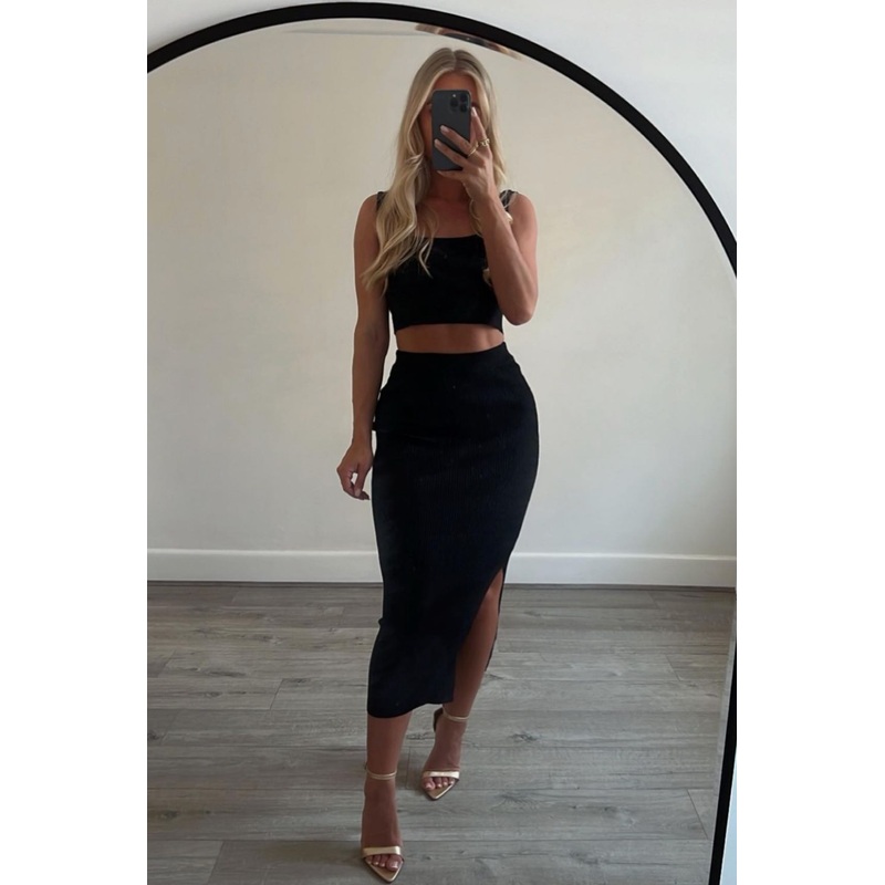 Vivian black two piece skirt co ord