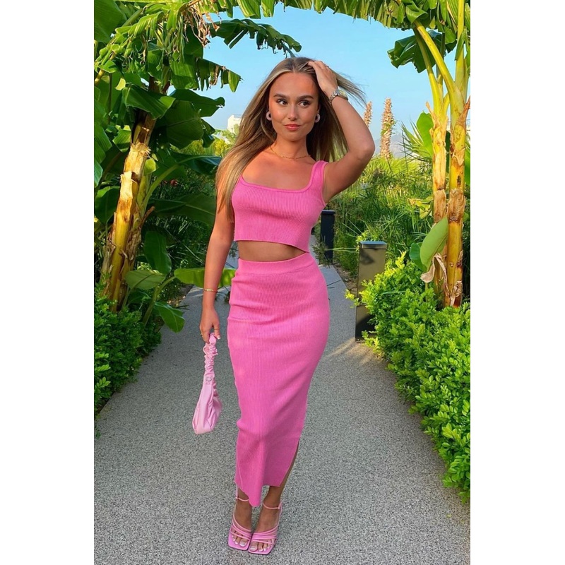 Vivian pink two piece skirt co ord