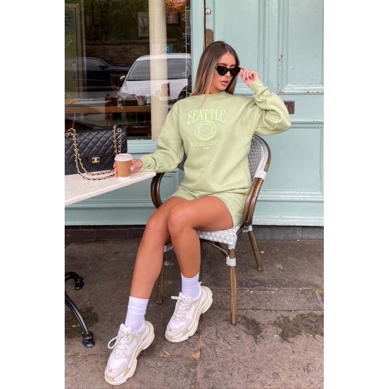 Seattle sage embroidered sweater short loungewear set