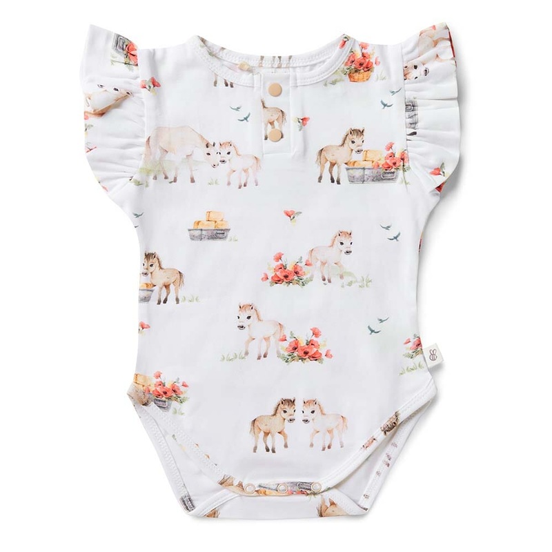 Snuggle Hunny - Organic Short Sleeve Bodysuit with Frill | Pony Pals