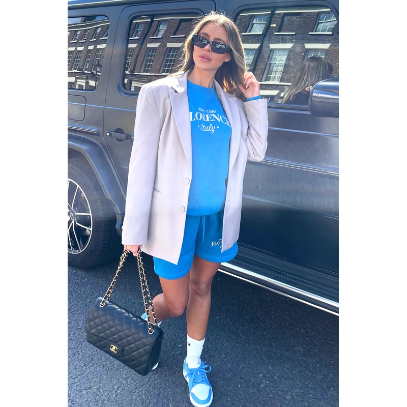 yacht club sky blue embroidered sweater short co ord