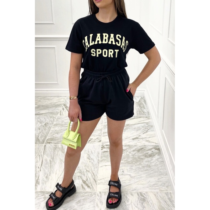 calabasas sport printed black tee