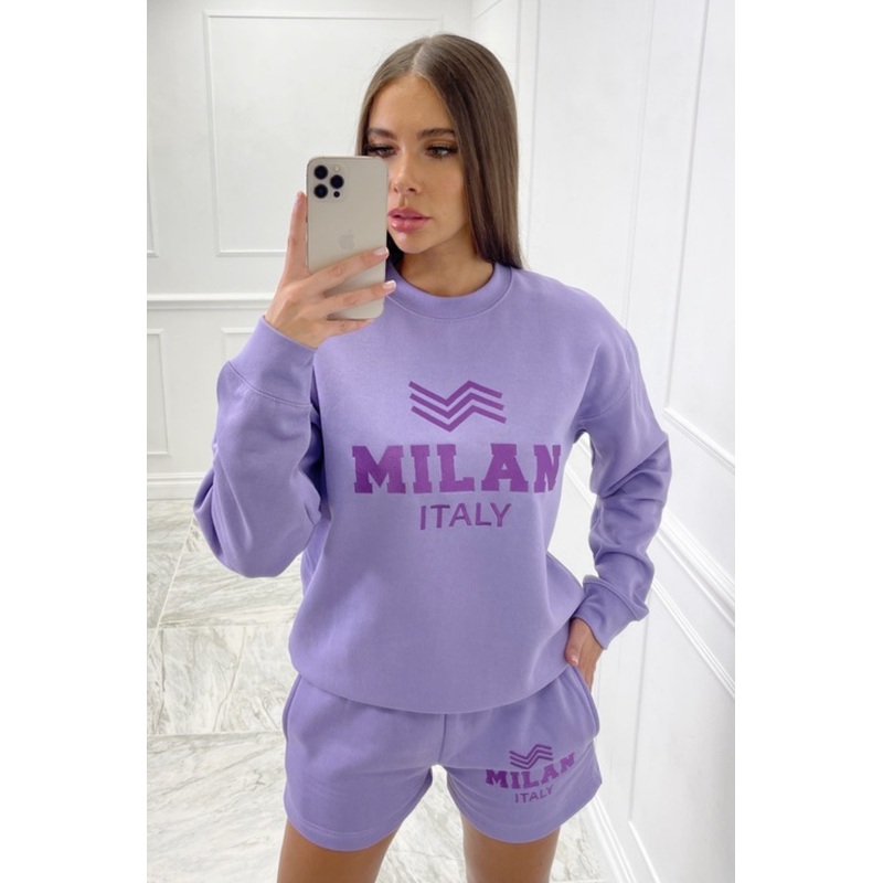 Milan italy lilac oversized sweater short loungewear set
