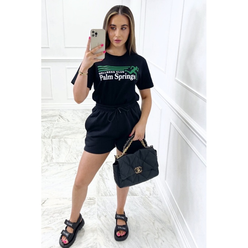 palm springs printed black tee