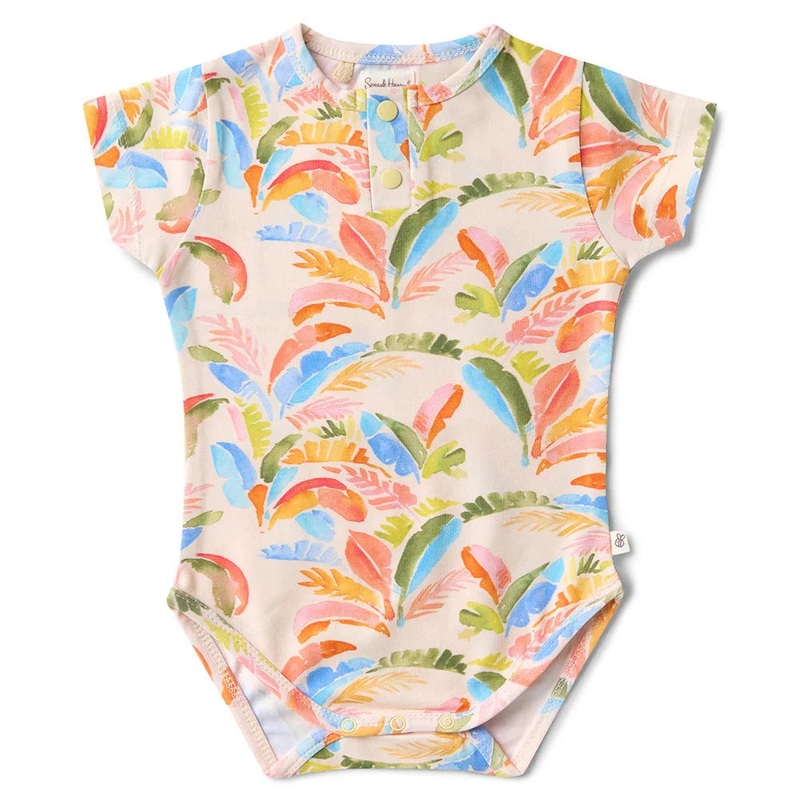 Snuggle Hunny - Organic Short Sleeve Bodysuit | Summer Palm