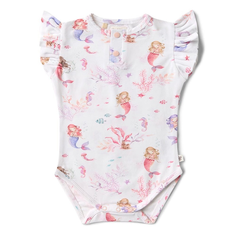 Snuggle Hunny - Organic Short Sleeve Bodysuit with Frill | Mermaid