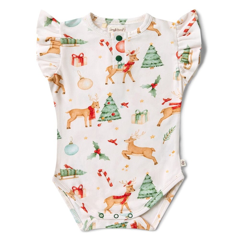 Snuggle Hunny - Organic Short Sleeve Bodysuit with Frill | Prancer & Friends