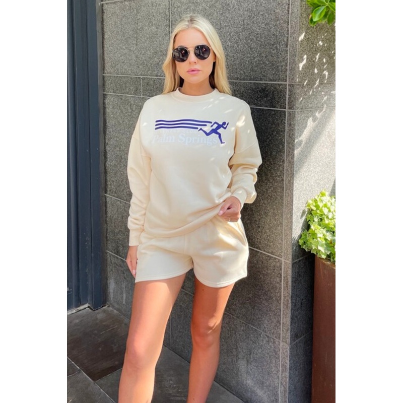 palm springs ecru sweater short loungewear set