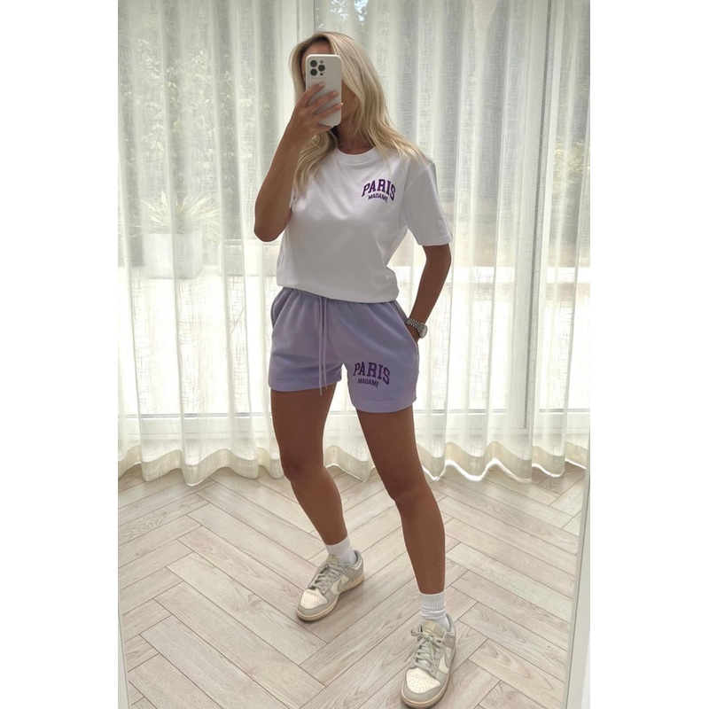 Paris madame lilac embroidered short co-ord