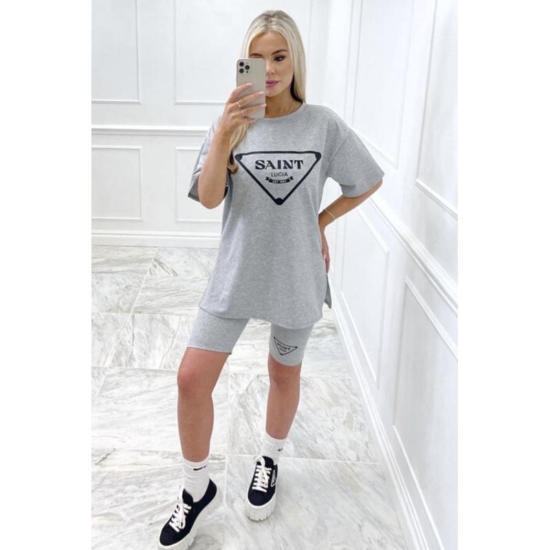 Saint lucia grey printed cycling short coord