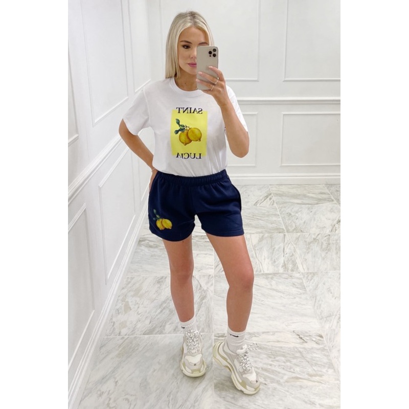 saint lucia lemon print tee short co ord