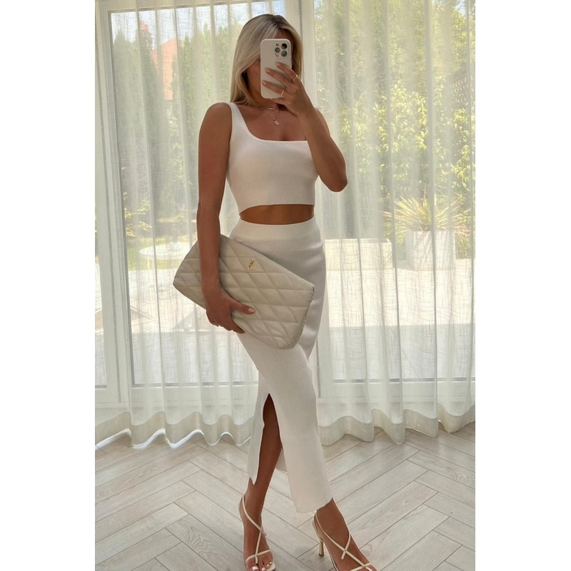 Vivian white two piece skirt co ord