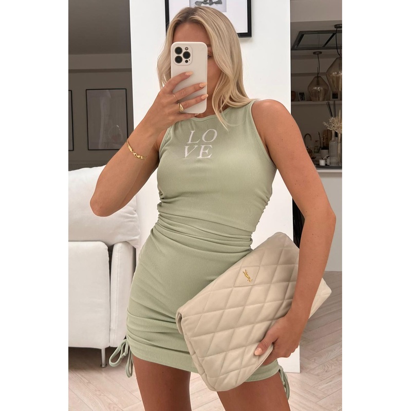Love Sage embroidered ruched sleeveless mini dress