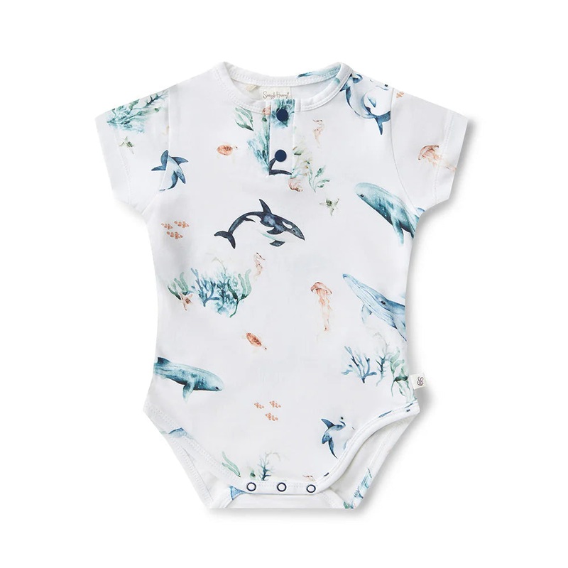 Snuggle Hunny - Organic Short Sleeve Bodysuit | Ocean