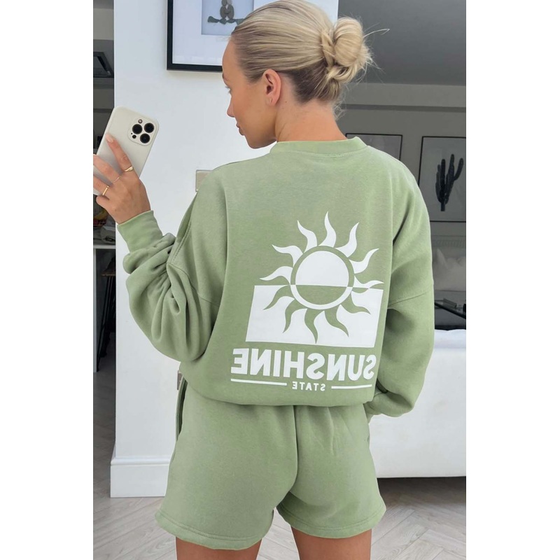 Sunshine sage back print sweater short co ord