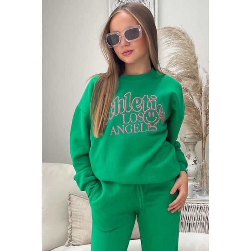 Mini athletics LA green embroidered sweater