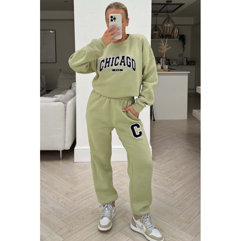 Chicago sage embroidered sweater loungewear set