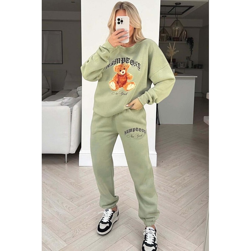 Teddy Hamptons New York Sage Printed Loungewear Sweater Set