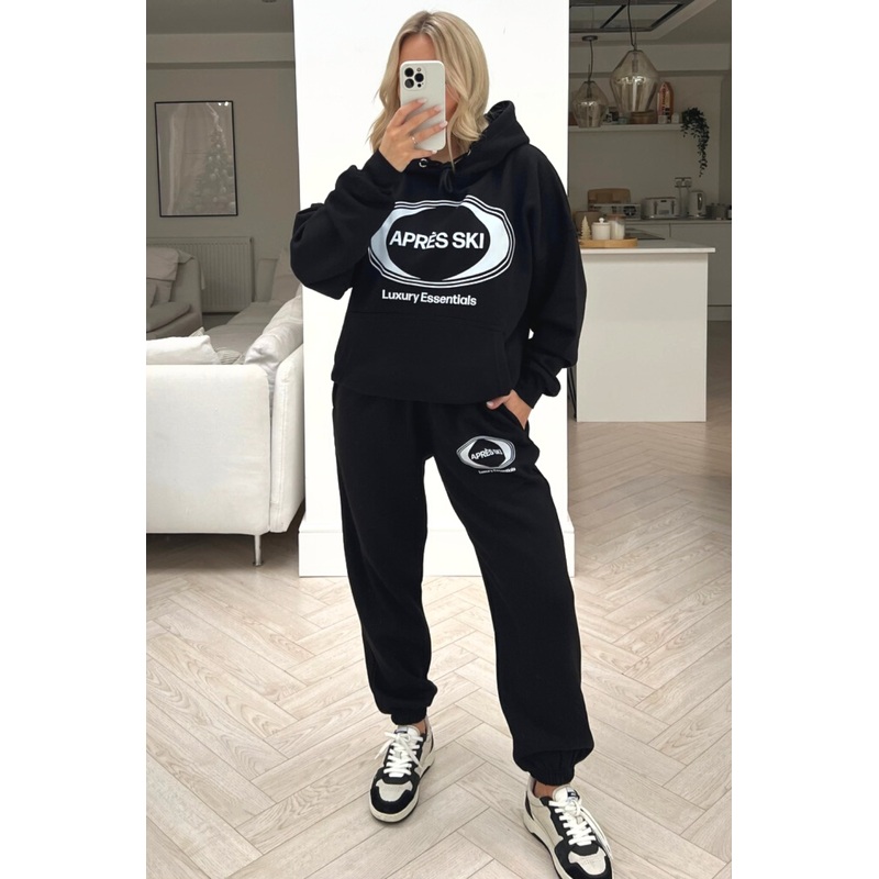 Aprs Ski black printed hoodie loungewear set