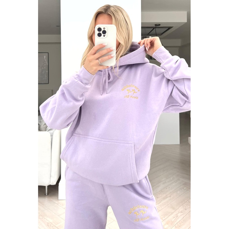 All access lilac embroidered hoodie loungewear set