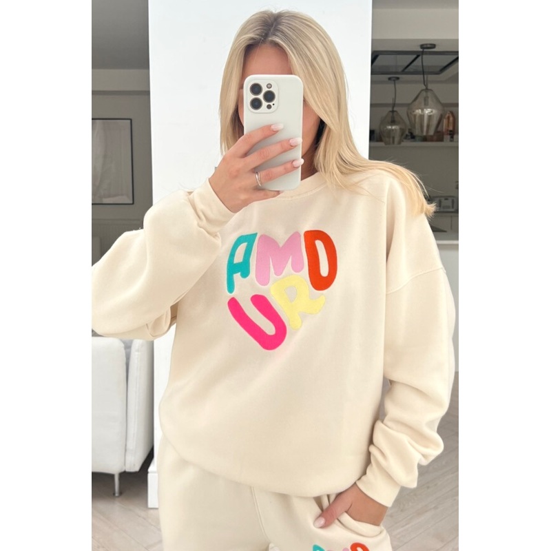 Amour ecru embroidered sweater