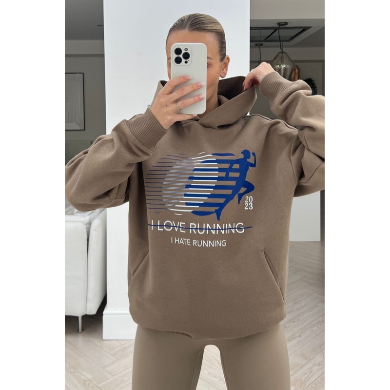 I hate running stone printed premium hoodie