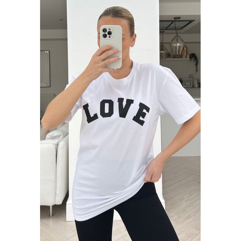 Love white & black printed tee