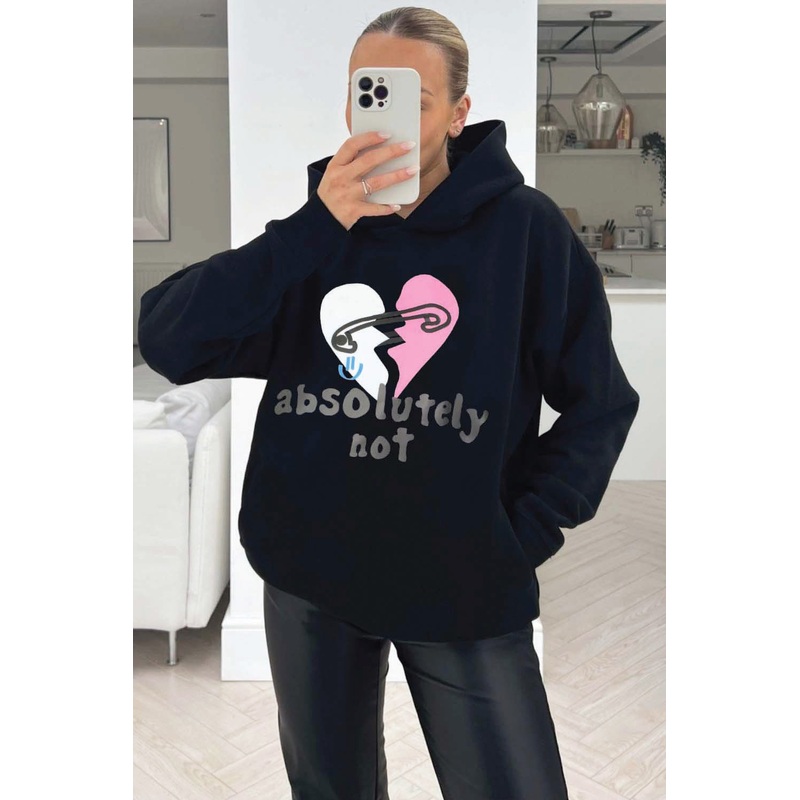 Broken Heart Black premium black printed hoodie