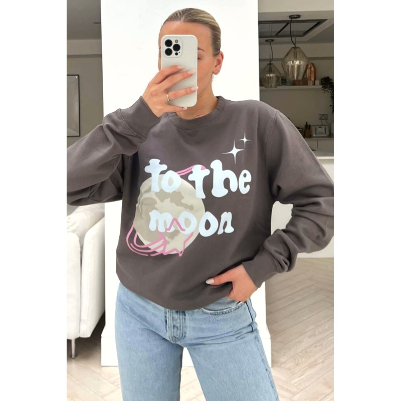 To the moon Steel printed sweater