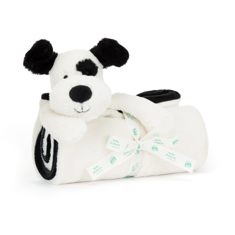 Jellycat - Blankie | Bashful Black & Cream Puppy