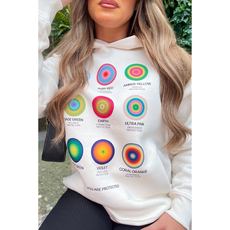 Protected Ecru premium printed hoodie